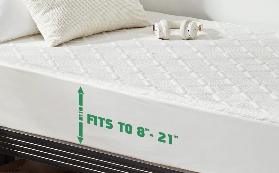 Unilibra Twin XL Size Waterproof Mattress Protector, 3D Air Rayon Made from Bamboo Cooling Mattress Cover, Breathable Deep Pocket Mattress…