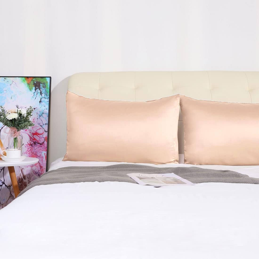 uxcell 2 Pack Silk Satin Pillowcase for Hair and Skin, Cool, Silky, Soft Breathable Pillow Cases King Size 20x36 Inch Sateen Pillowcase Lig…