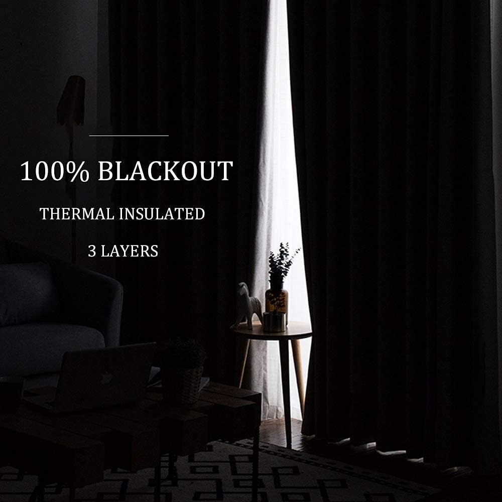 Rybhome RYB HOME Soundproof Curtains Blackout - 3 Layers Light Block Noise Cancelling Thermal Insulated Curtains for Living Room Bedroom Ro…