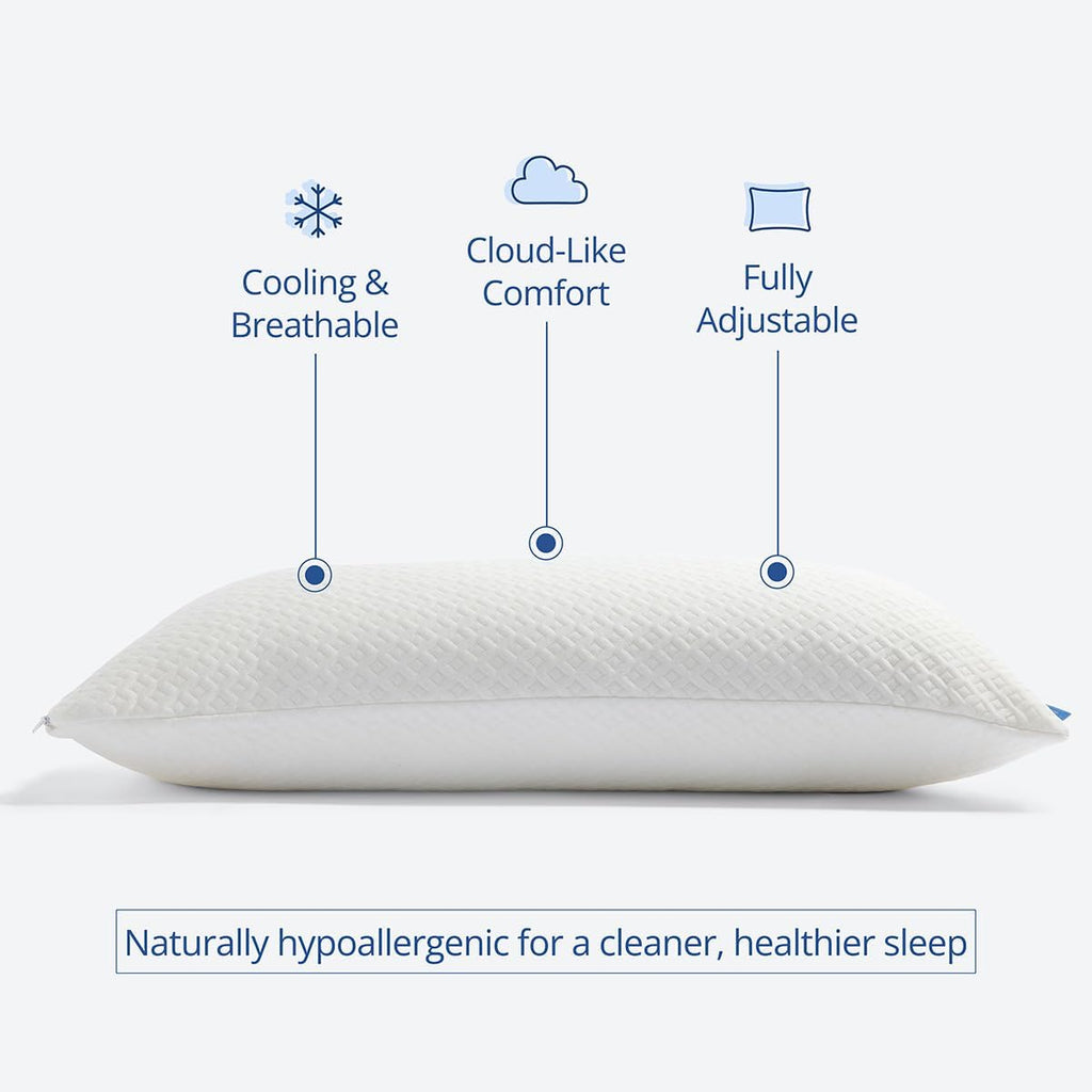CosyHouseCollection Cosy House Collection 2-Pack Luxury Rayon Derived From Bamboo Shredded Memory Foam Pillow - Adjustable & Removable Fill…