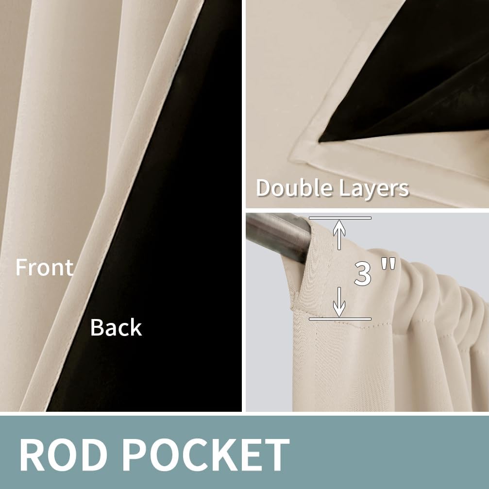 BGment Blackout Curtains for Bedroom 63 Inch Length, Thermal Insulated Full Room Darkening Soundproof Window Curtains Drapes with Rod…
