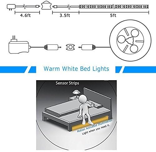 Vansky Motion Activated Bed Light, Flexible LED Strip Motion Sensor Night Light Bedside Lamp Illumination with Automatic Shut Off Timer…