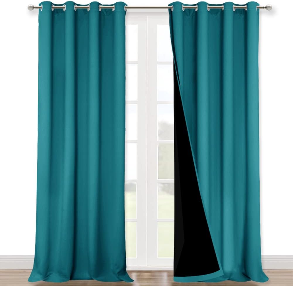 Nicetown Full Shading Curtains for Windows, Super Heavy-Duty Black Lined Blackout Curtains for Bedroom, Privacy Assured Window Treatment (P…