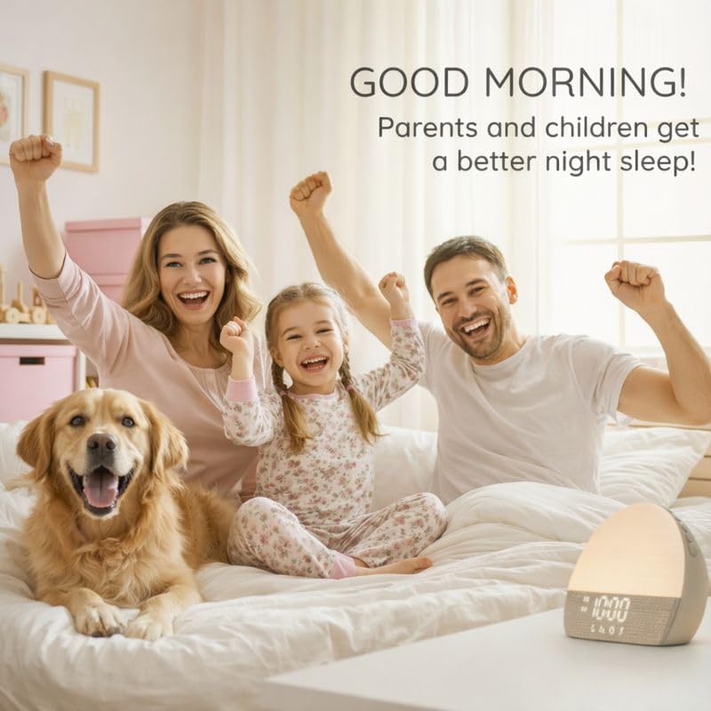 White Noise Sound Machine Sunrise Alarm Clock – 30 Non-Looping Soothing Sleep Sounds with LoFi and Healing Music| 10-Color Ambient Light…