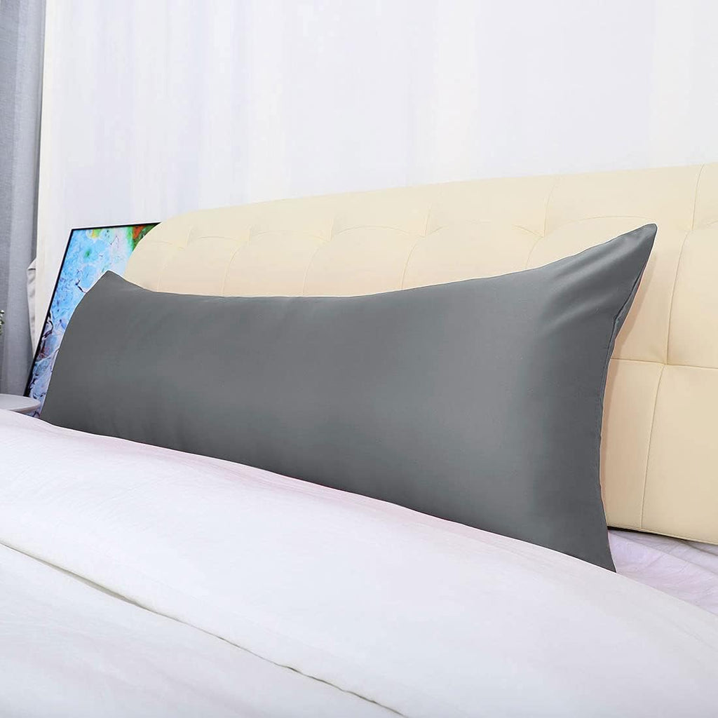 uxcell Body Pillow Cover 20x48 Inch Grey Silky Satin Body Pillowcases for Hair and Skin Luxury Cooling Soft Smooth Washable