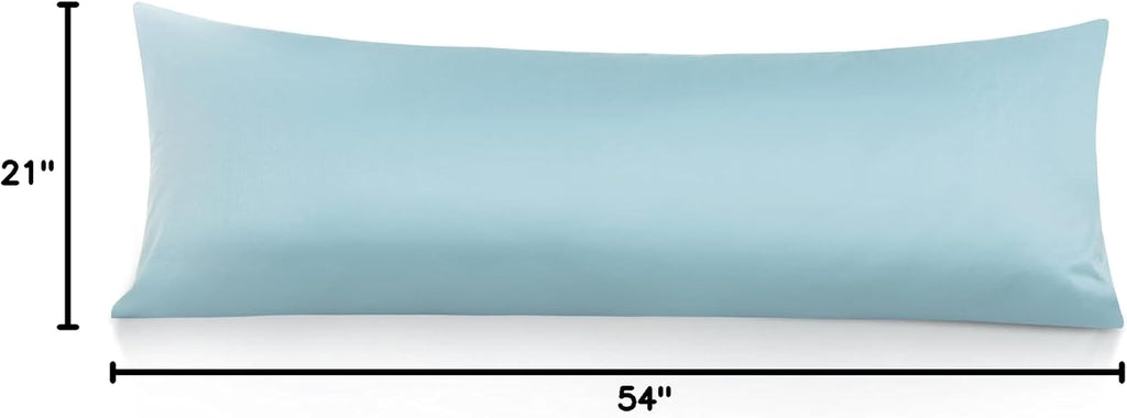 Leeden Body Pillow Cover, 100% Cotton, 800 Thread Count, Soft Breathable Long Pillow Case, Envelope Closure (Light Blue, 21"x 54") Cotton B…