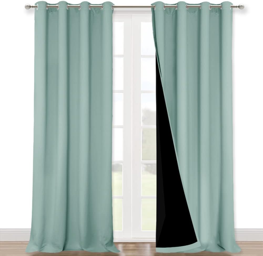 Nicetown Full Shading Curtains for Windows, Super Heavy-Duty Black Lined Blackout Curtains for Bedroom, Privacy Assured Window Treatment (A…