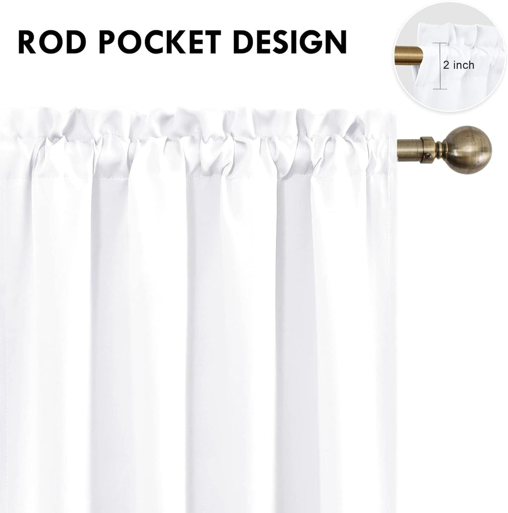 DWCN White Curtains for Living Room Thermal Insulated, 50% Light Blocking Curtains for Bedroom, Dining Room Window, W 70x L 63 Inch, Set…