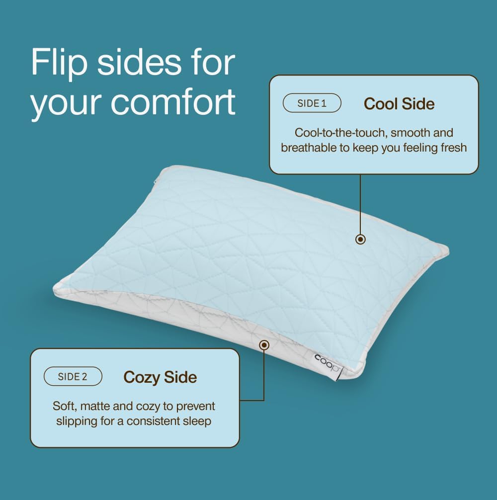Coop Home Goods Cool Side Travel and Camping Pillowcase, Cooling Travel Pillow Case for Hot Sleepers, Two-Sided Pillow Covers, Cozy Side…