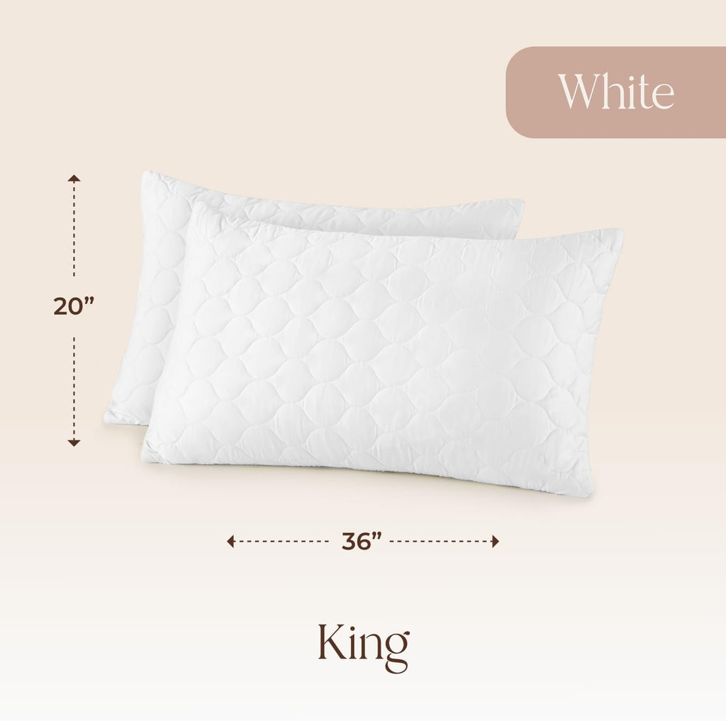 WhisperOrganics Organic Cotton Pillow Protector - Durable Quilted Pillow Protector King Size GOTS & Fairtrade Certified - Thick Hypoallerge…