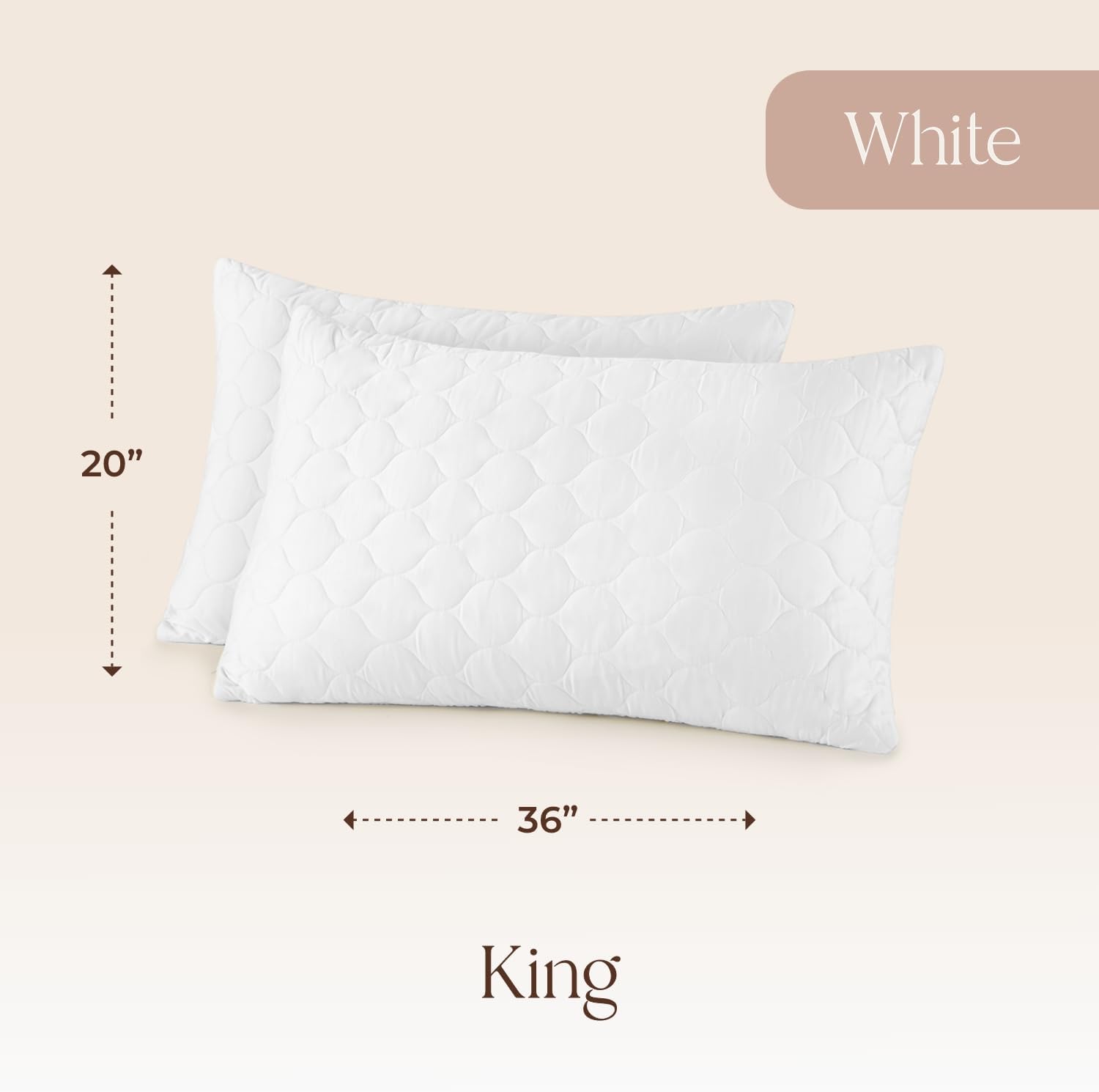 WhisperOrganics Organic Cotton Pillow Protector - Durable Quilted Pillow Protector King Size GOTS & Fairtrade Certified - Thick Hypoallerge…