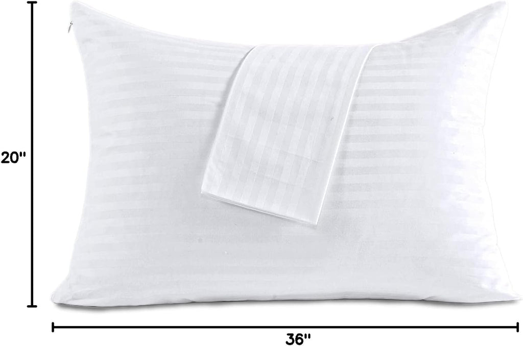 100% Cotton King Pillow Protectors with Zipper, White Pillow Cases King Size for Home & Hotel, Sateen Soft Cooling Hidden Zippered Pillow…