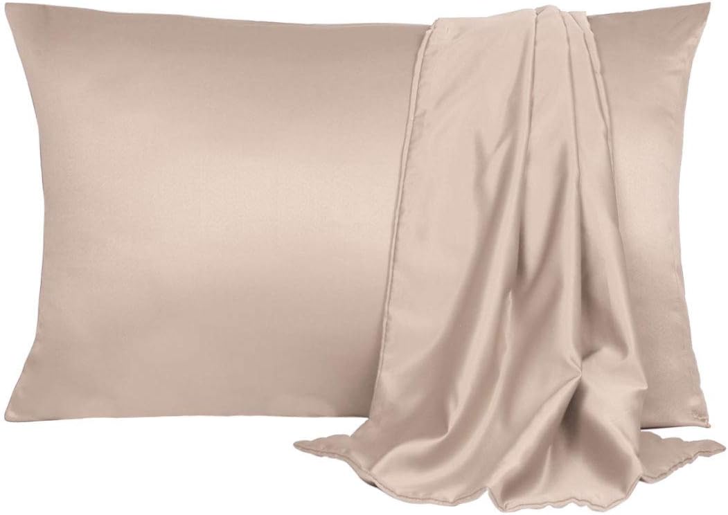 uxcell 2 Pack Silk Satin Pillowcase for Hair and Skin, Cool, Silky, Soft Breathable Pillow Cases Queen Size 20x30 Inch Sateen Pillowcase Ro…