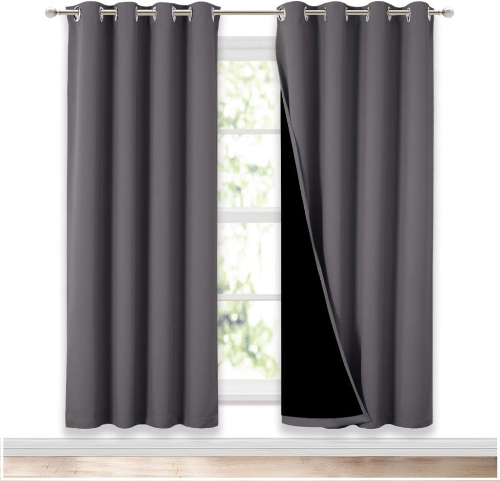 Nicetown Grey Full Shade Curtain Panels, Pair of Energy Smart & Noise Blocking Out Blackout Drapes for Dining Room Window, Thermal Insulate…