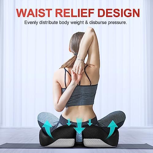 Benazcap Seat Cushion Office Chair Cushions Butt Pillow for Car Long Sitting, Memory Foam Chair Pad for Back, Coccyx, Tailbone for Gaming C…