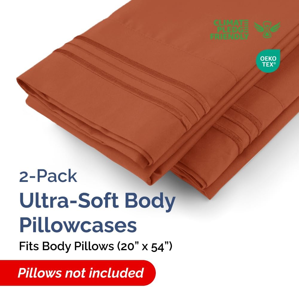 Body Pillowcases Set of 2-20x54 Long Body Pillow Case - Soft Body Pillow Cover for Sleeping & Side Sleepers - Comfy, Breathable & Wrinkle…