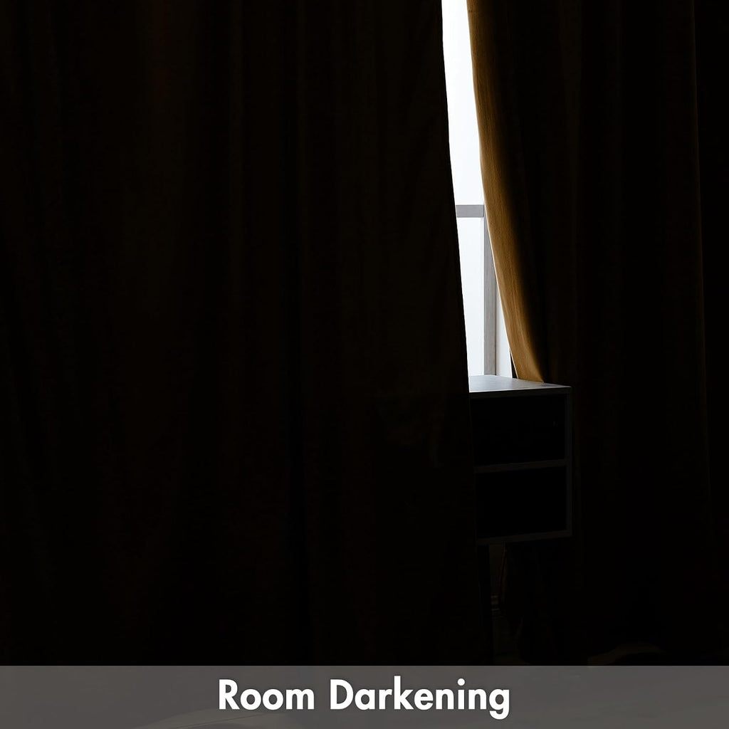 MIULEE Golden Brown Velvet Curtains Thermal Insulated Blackout Curtain Drapes for Bedroom Living Room Darkening 84 Inches Long Curtains…