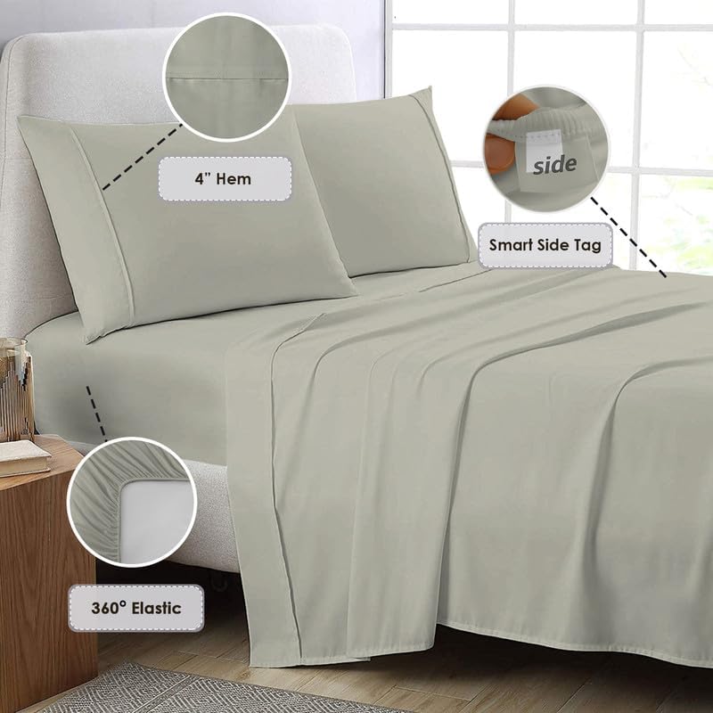 Pizuna Twin Sheet Set 100% Luxury Cotton 800 Thread Count Soft Sateen Weave Breathable Hotel Quality Cooling Bed Sheets Twin Size Bedding S…