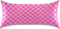 Pink Checkered Boby Pillow Covers Silk Pillowcase for Hair and Skin Soft Breathable Cooling Satin Pillowcase Queen Size Pillow Case for…