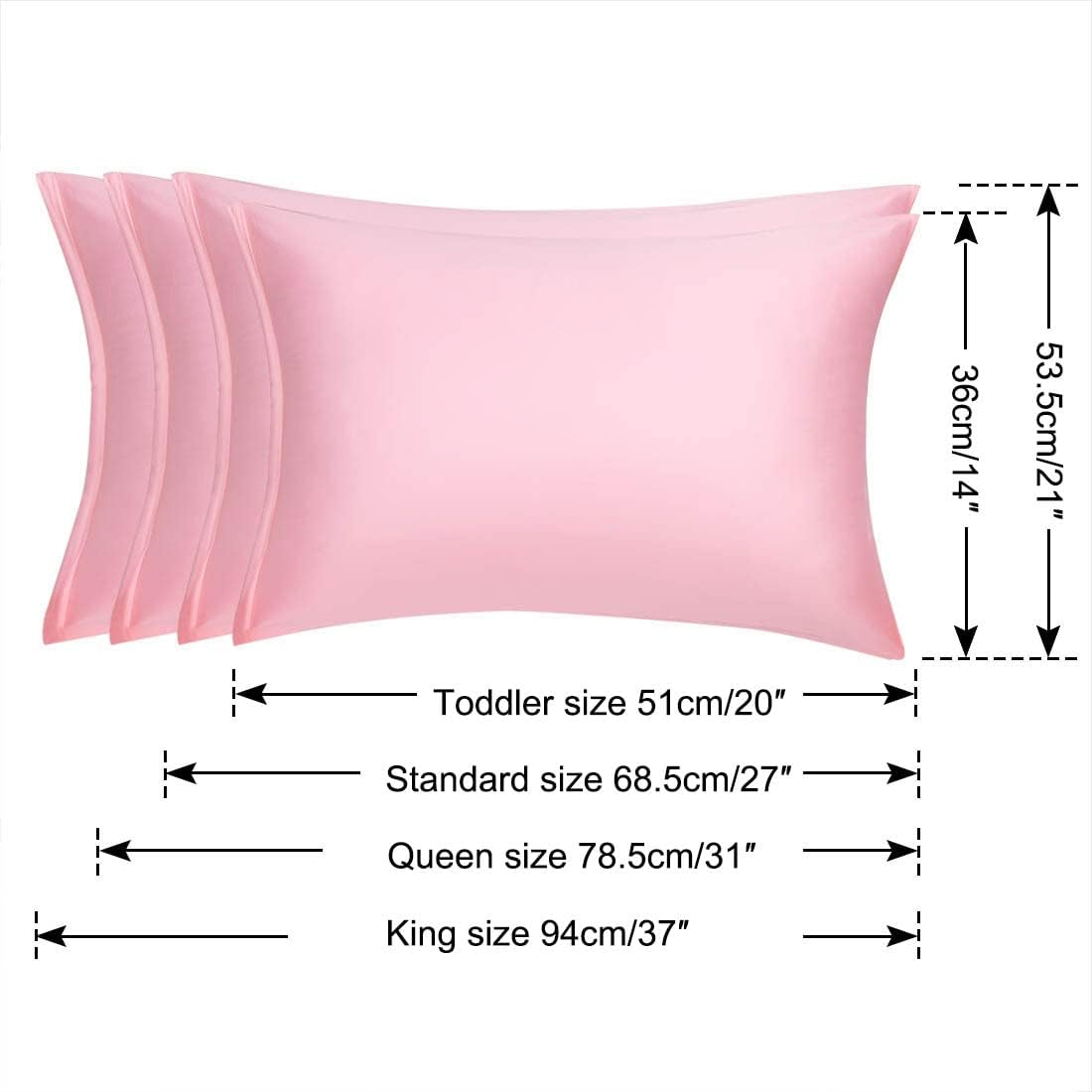 uxcell Queen Satin Pillowcase with Zipper, Super Soft and Luxury, Silky Pillow Cases Covers Set of 2, 21"x31", Blush