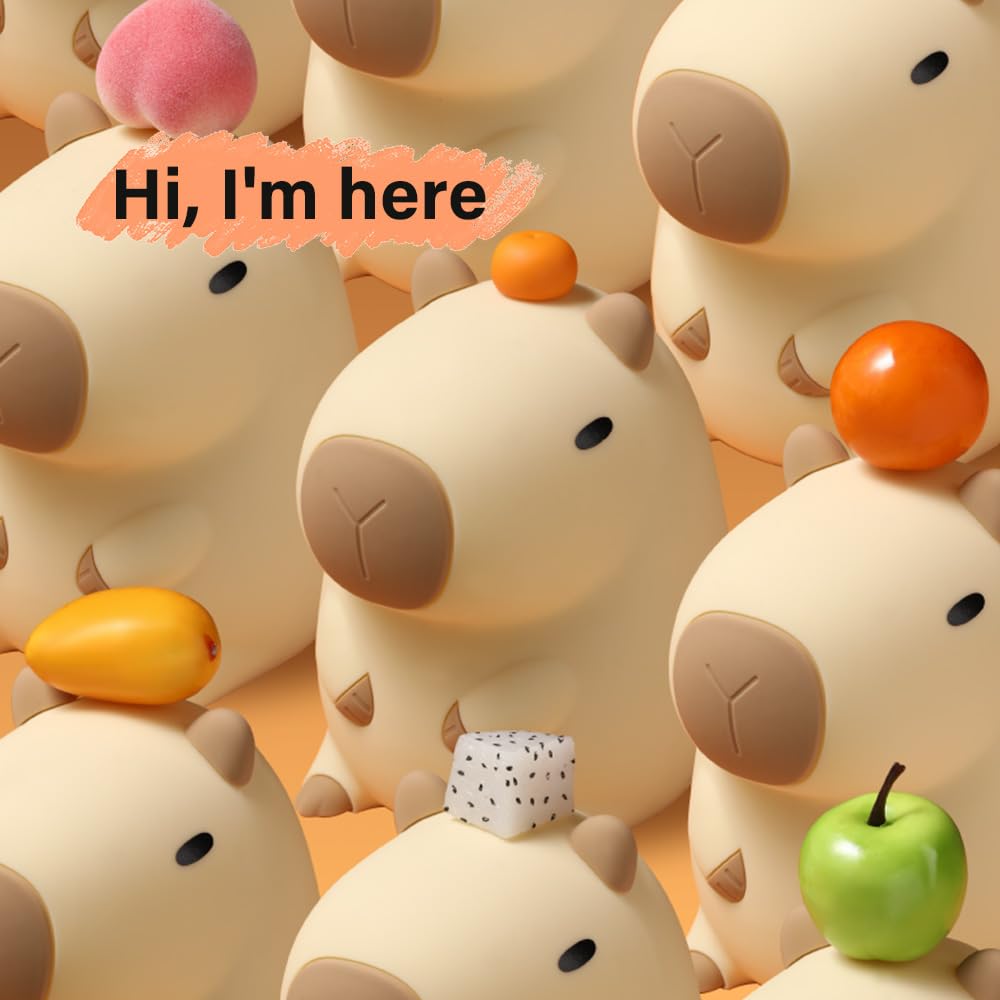 Led Cute Capybara Night Light, Dimmable Nursery Kawaii Lamps, Super Squishy Silicone USB Rechargeable Touch Control Night Lamp for Kids…