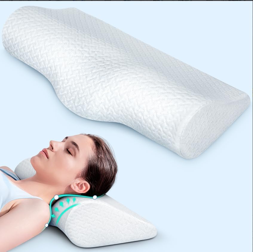 Demelon Cervical Neck Pillows for Sleeping, High-Density Memory Foam Pillow Neck for Bolster Support and Shoulder Relaxer, Decompression De…