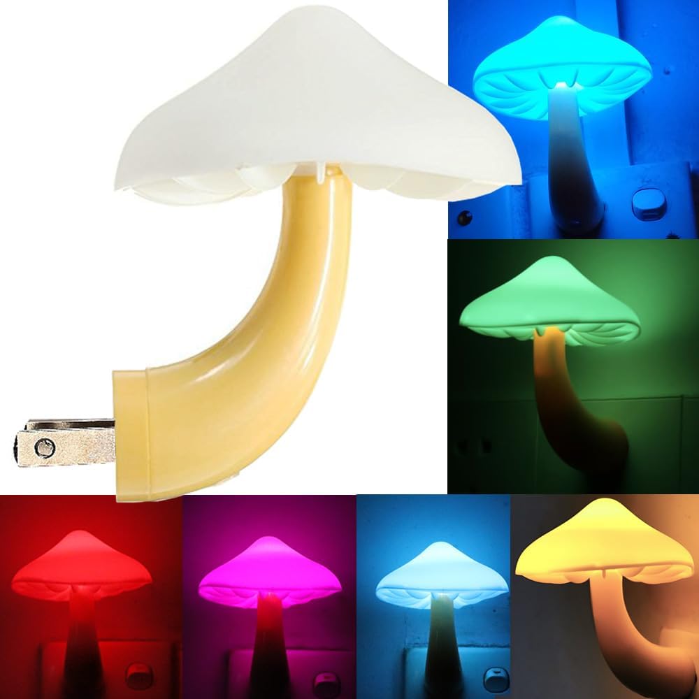 AUSAYE Sensor LED Night Light Plug in Lamp Mushroom Night Light 7-Color Changing Magic Pretty Mushroom-Shaped Night Lights for Adults…