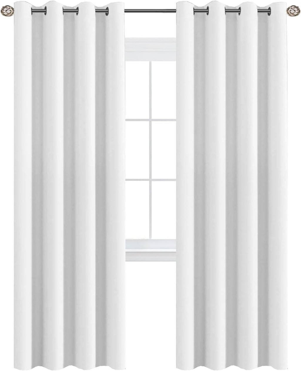 H.VERSAILTEX White Curtains for Living Room Pure White Curtain 96 inches Long Thermal Insulated Window Treatment Panel/Drape fo…