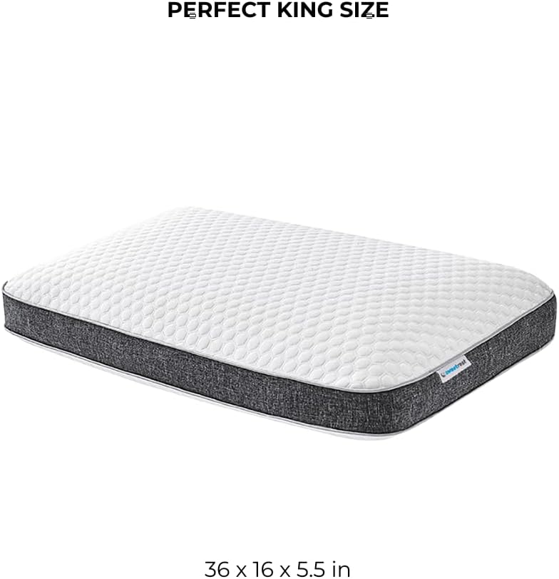 SweetRest® King Size Pillows – Pack of 2 – Memory Foam Bed Pillows 36” x 16” x 5.5” – Orthopedic Support with Washable Cover & Gift Ba…