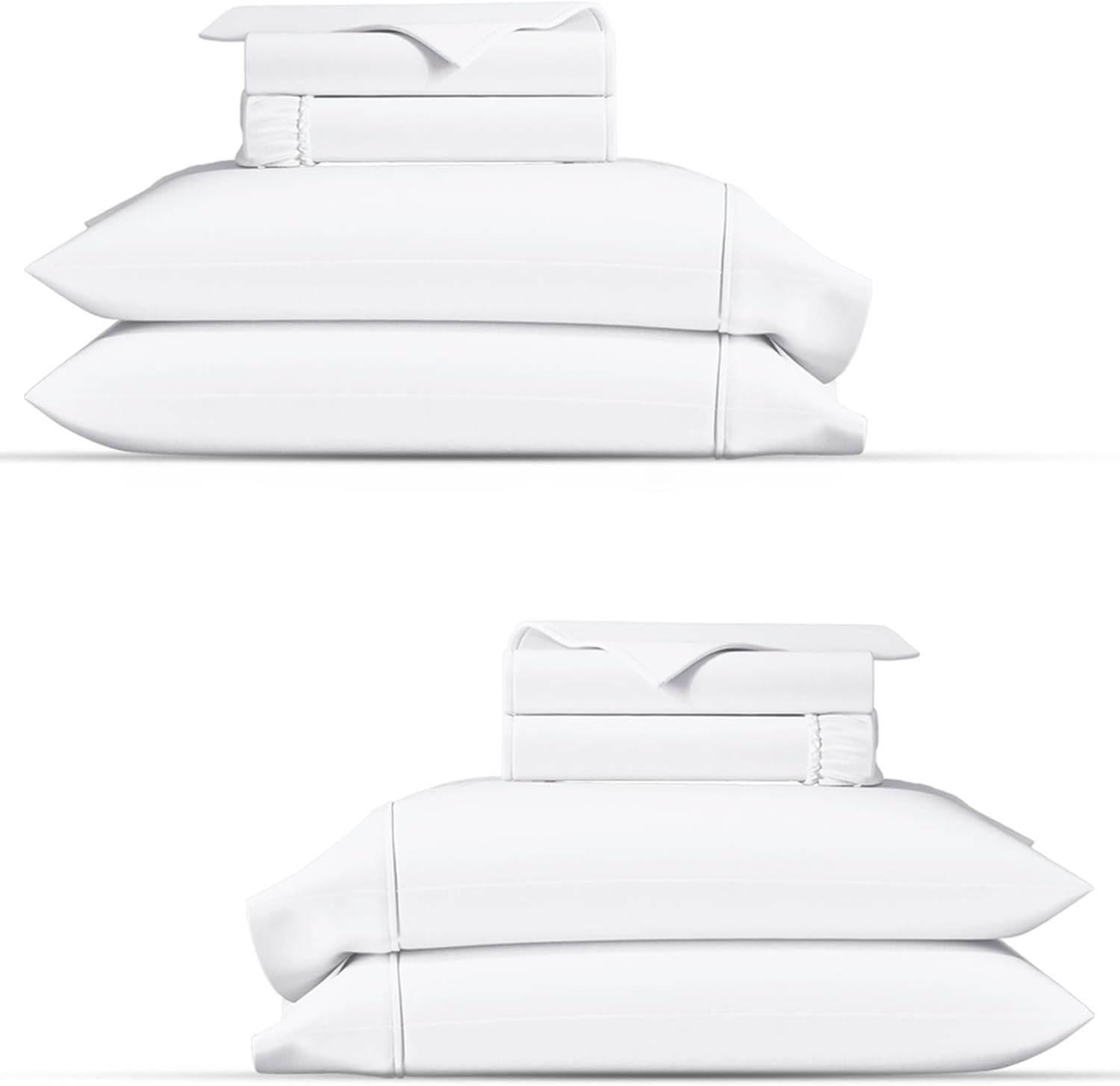 TEXAS LINEN CO. 100% Organic Cotton Percale Sheets Full Size Pack or 2 - Soft & Crisp Organic Cotton Sheets Full Size (8 PC, White), 16"…
