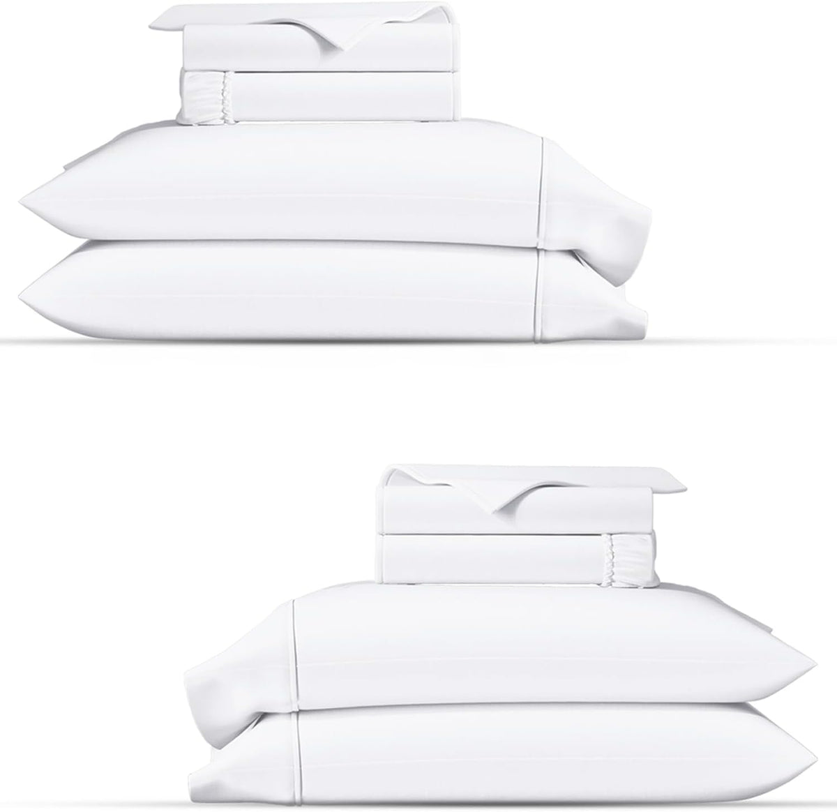 TEXAS LINEN CO. 100% Organic Cotton Percale Sheets Queen Size Pack or 2 - Soft & Crisp Organic Cotton Sheets Queen Size (8 PC, White)…