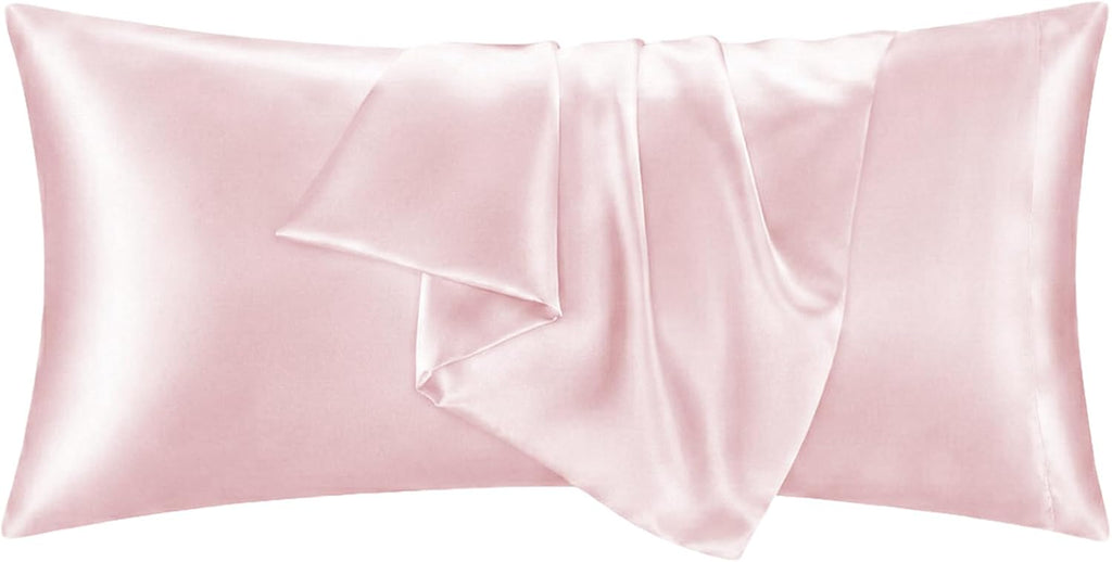 QJFabricCO Q&J Fabric Co. 1 Pack Satin Pillowcase Silk Like Pillow Case 20x54 inch Pink Cooling Pillow Case with Envelope Closure for Hair…