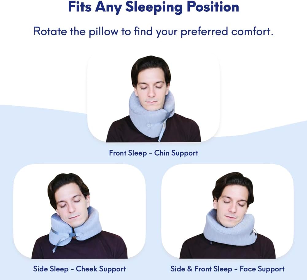 C CUSHION LAB Travel Pillow, Award-Winning Patented Ergonomic Design for Chin & Neck Support Memory Foam Neck Pillow, Compact Airplane…