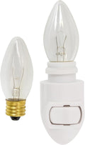 Replacement Night Light Base with Two 5W C7 Bulbs – Standard Plug-in Nightlight Module, On/Off Switch, E12 Socket, UL Certified White…