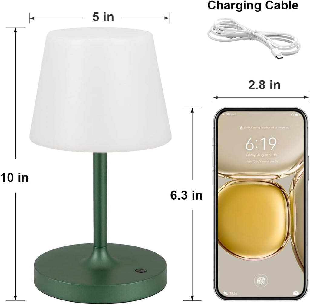 Kakanuo Green Cordless Shower Lamp Waterproof, Rechargeable Cordless Lamp with 4000mAh Battery, Touch Dimmable Table Lamp for Outdoor…