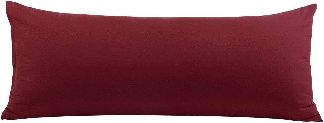 PiccoCasa Body Pillow Cover, 110 GSM Microfiber, Soft Body Pillowcases with Zipper Closure - Burgundy (20"x48") cotton