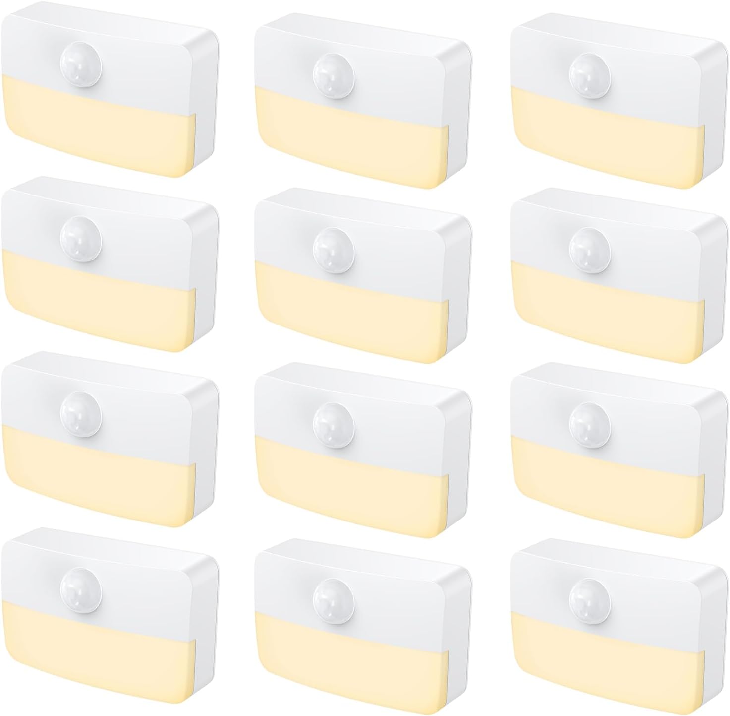 Jxtz 12 Pack Motion Sensor Night Light, Stick-On Motion Sensor Lights Indoor, Battery Powered Under Cabinet Kitchen Lights with Adhesive Pa…