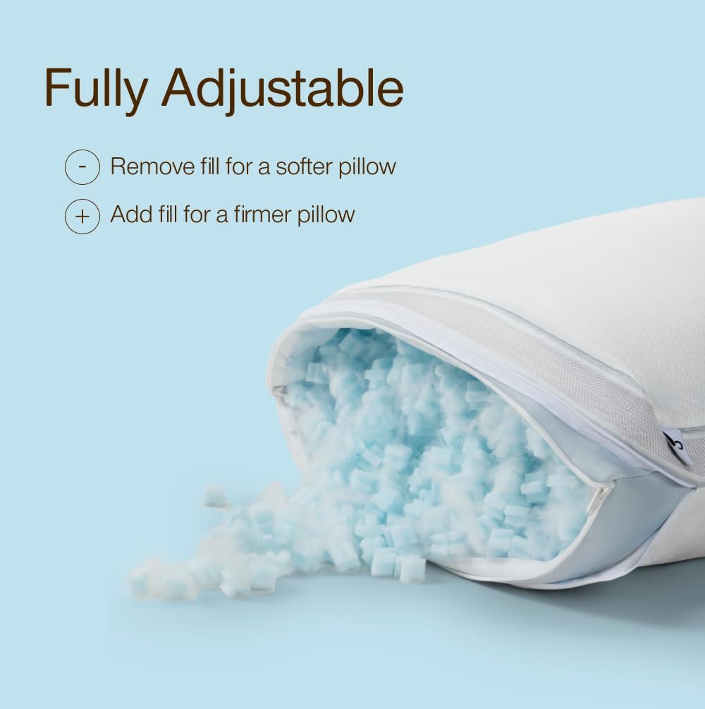 CoopSleepGoods Coop Home Goods Cool+ Adjustable Cooling Body Pillow, 18x52, Cooling Gel Memory Foam & Microfiber, Side Sleeper & Pregnancy…