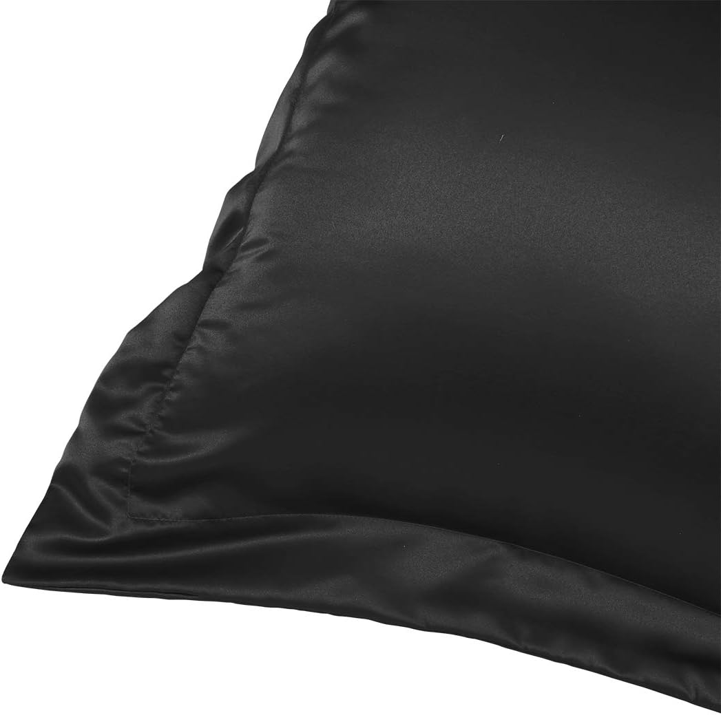 PiccoCasa 2 Pack Satin Pillowcase for Hair and Skin, Euro Sham Pillow Covers Soft Silky Oxford Pillow Cases with Envelope Closure European(…