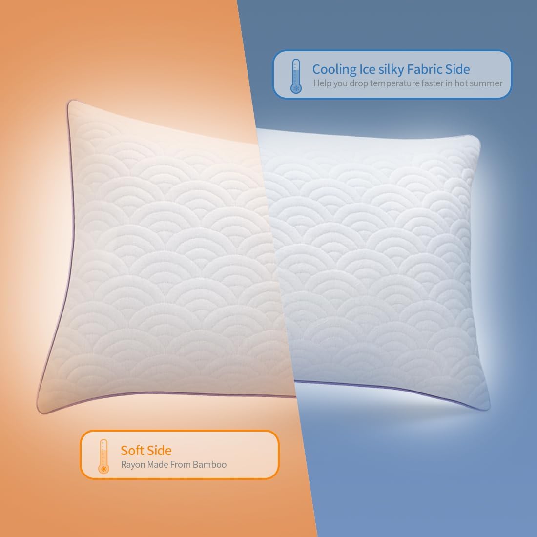 Molclcuy Memory Foam Pillows Standard Size Set of 2 Adjustable Cool Pillow for Side Back Stomach Sleepers Luxury with Washable Cover White