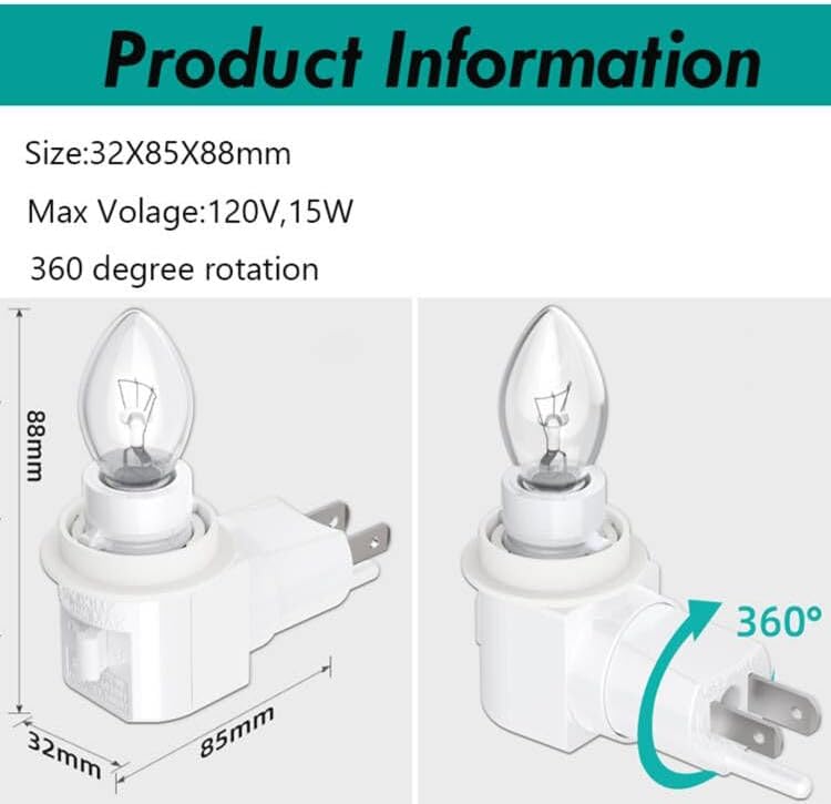TWDRTDD Plug in Night Light, Adjustable E12 Base Socket Night Light with On/Off Switch for Making Decorative Night Lights (Glass…