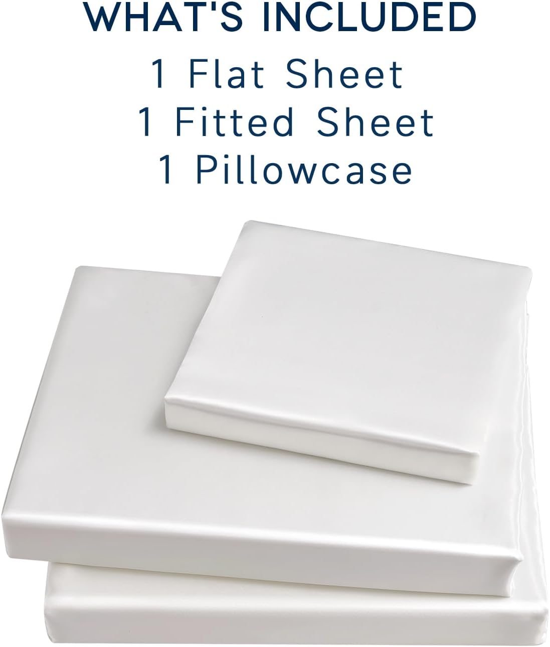 Golal Satin Sheets Twin XL Size - 3 Pieces Luxury Silky Soft Bed Sheets, Wrinkle-Free White Satin Silk Sheet Set with 1 Deep Pocket Fitted…