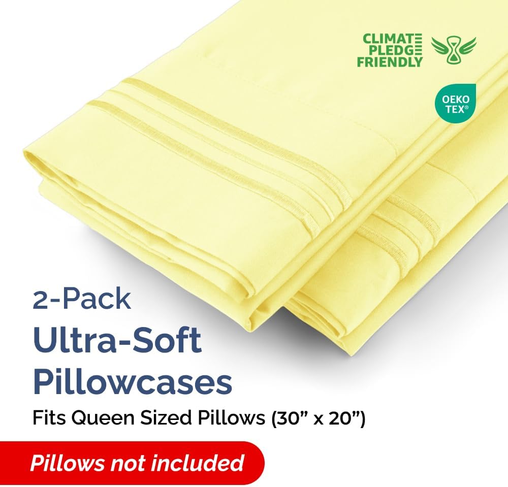 Queen Pillow Cases Set of 2 - Ultra Soft Hotel Quality Pillowcase Covers - Comfy, Cozy & Wrinkle Free - Shrinkage, Stain and Fade…