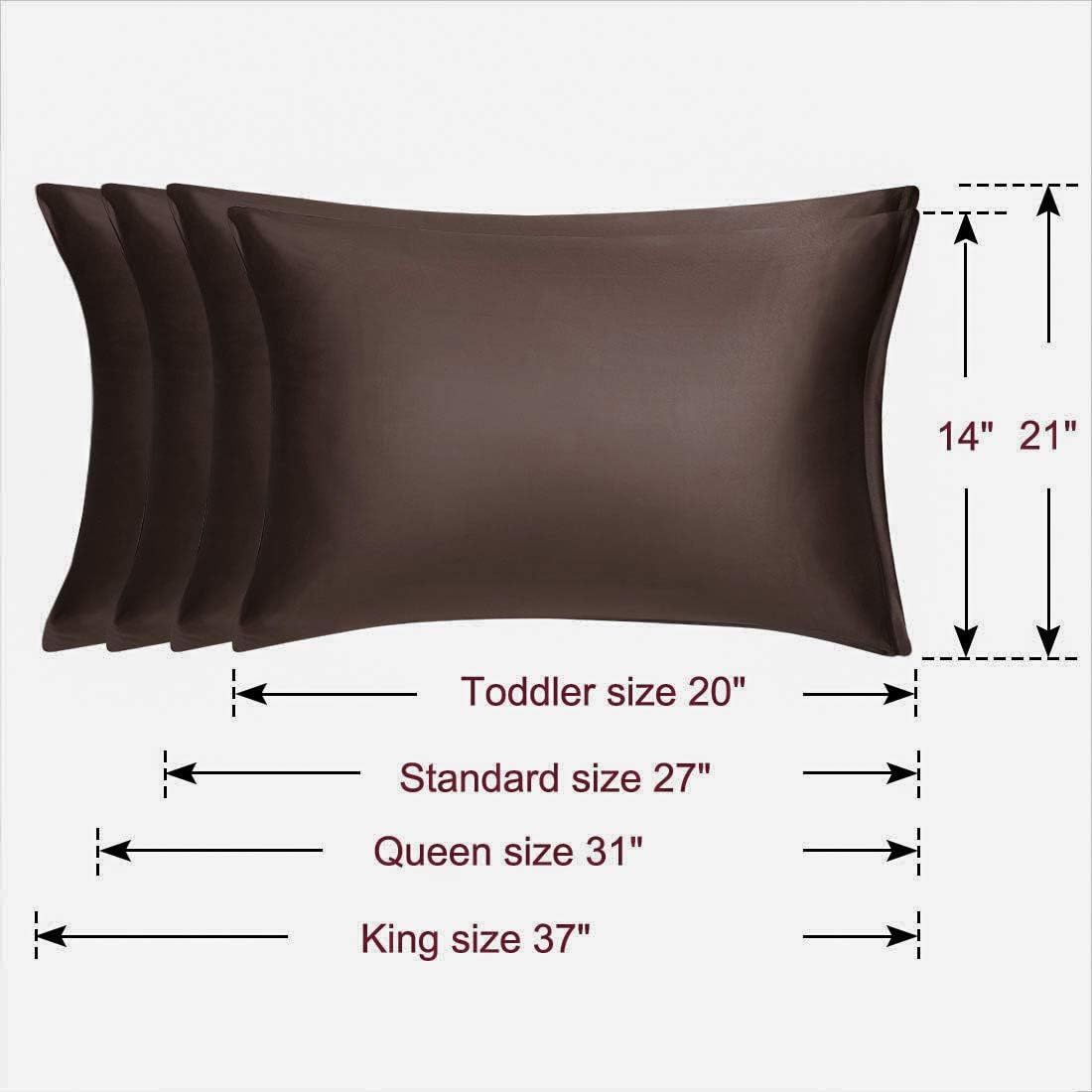 uxcell Queen Satin Pillowcase with Zipper, Super Soft and Luxury, Silky Pillow Cases Covers Set of 2, 21"x31", Brown