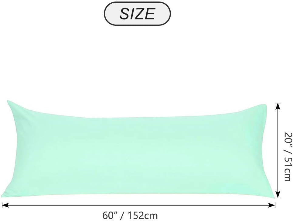 uxcell Soft Microfiber Body Pillow Cover with Zipper Closure, Long Pillow Cases for Body Pillows Weave for 90 GSM Polyester, Mint Body (20"…