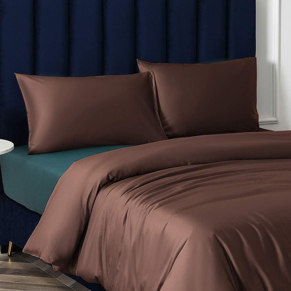 Ntbay Zippered Satin Pillow Cases for Hair and Skin, Luxury Queen Hidden Zipper Pillowcases Set of 2, 20x30 Inches, Dark Brown 30 Inches