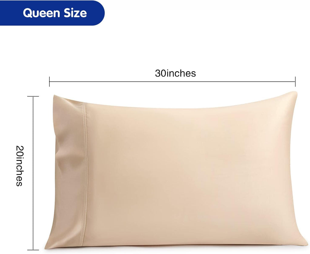 Stnomyhome Eucalyptus Tencel Cooling Pillowcase 2 Pack Queen Champagne | Moisture Wicking for Night Sweats | 3X Faster Drying | Oeko-TEX Ce…