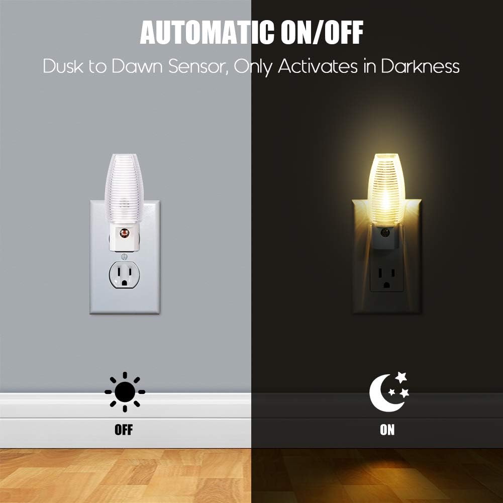 Emotionlite Plug in Night Light, Warm White LED Nightlight, Dusk to Dawn Sensor, Kids, Nursery, Bedroom, Bathroom, Hallway, Stairs…