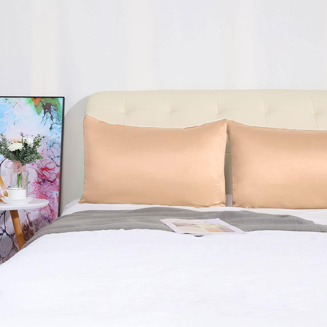 uxcell 2 Pack Silk Satin Pillowcase for Hair and Skin, Cool, Silky, Soft Breathable Pillow Cases Standard Size 20x26 Inch Sateen Pillowcase…