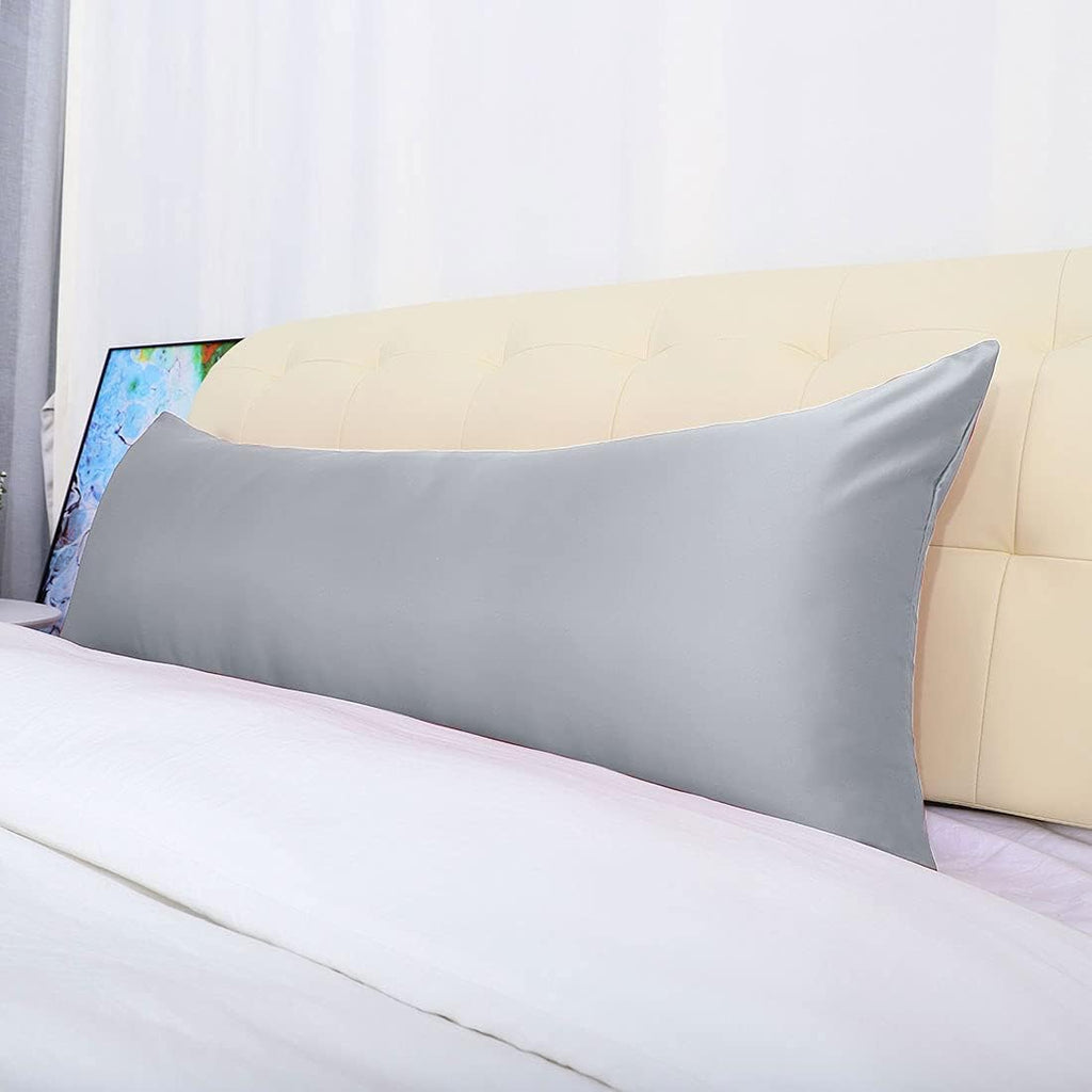 uxcell Body Pillow Cover, 20x48 Inch Silver Silky Satin Body Pillowcases for Hair and Skin, Soft Cooling Smooth Pillow Case with Envelope…